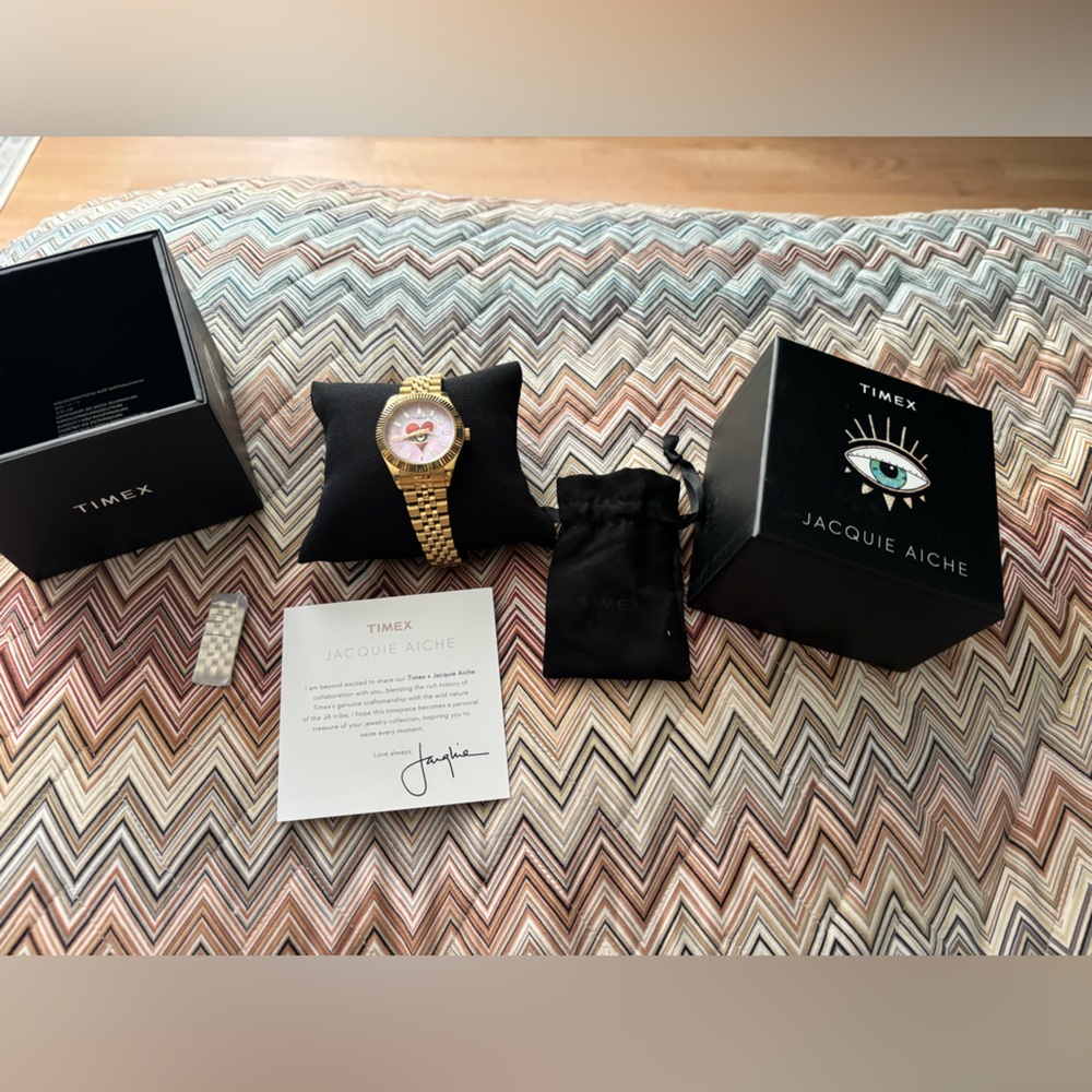 Timex Gold x Jacque Aiche Watch with evil eye heart Dial